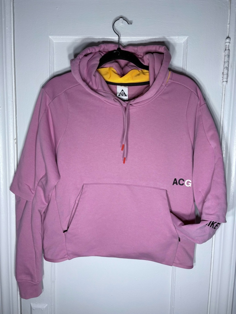 Nike Pink Hoodie with Yellow Hood Lining